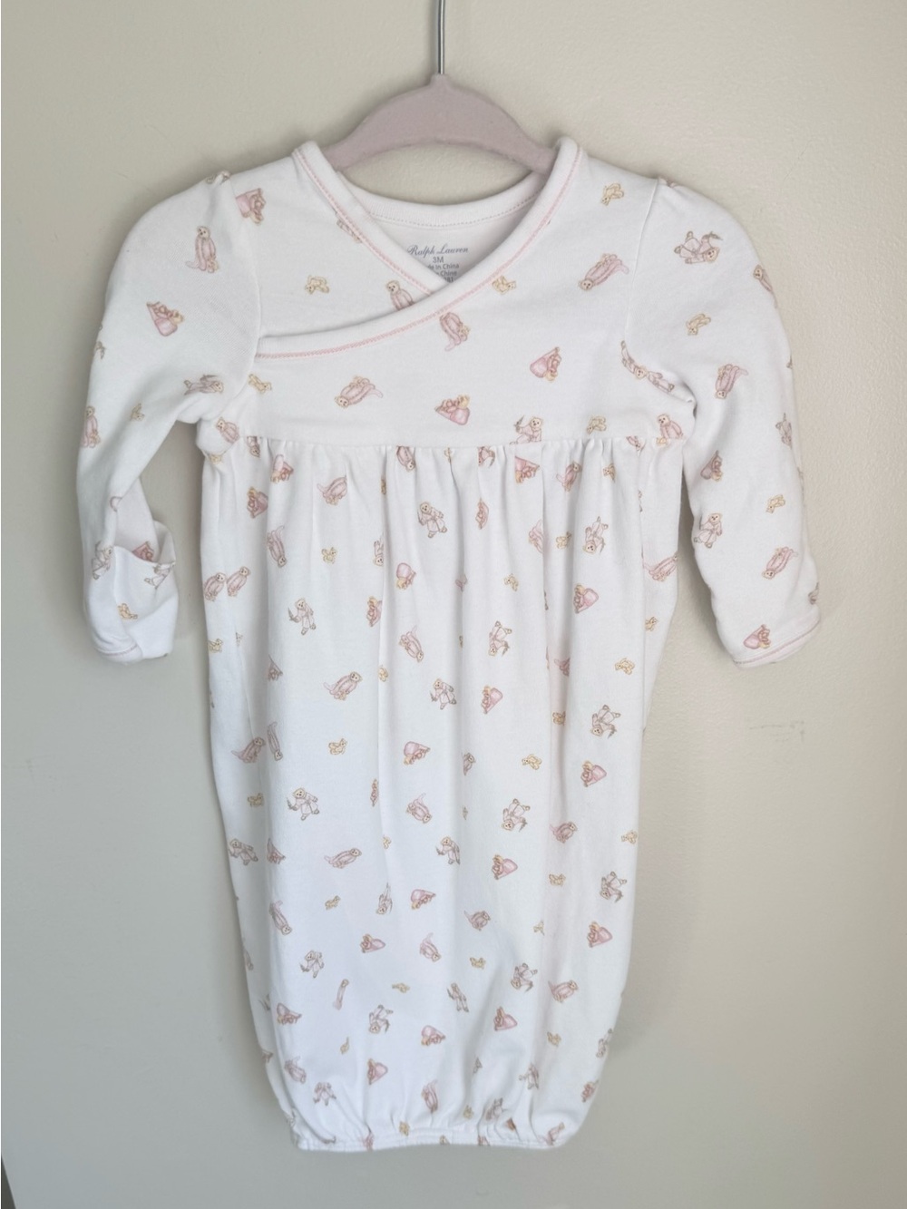 Ralph Lauren Baby Girl Kimono Logo Print Sleep Gown 3M